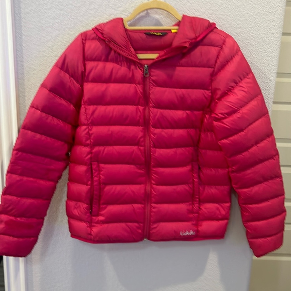 Hot pink Cabelas puffer‎ jacket